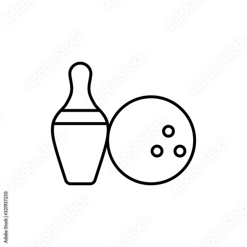 Bowling ball pins icon. Simple line, outline vector elements of prize icons for ui and ux, website or mobile application