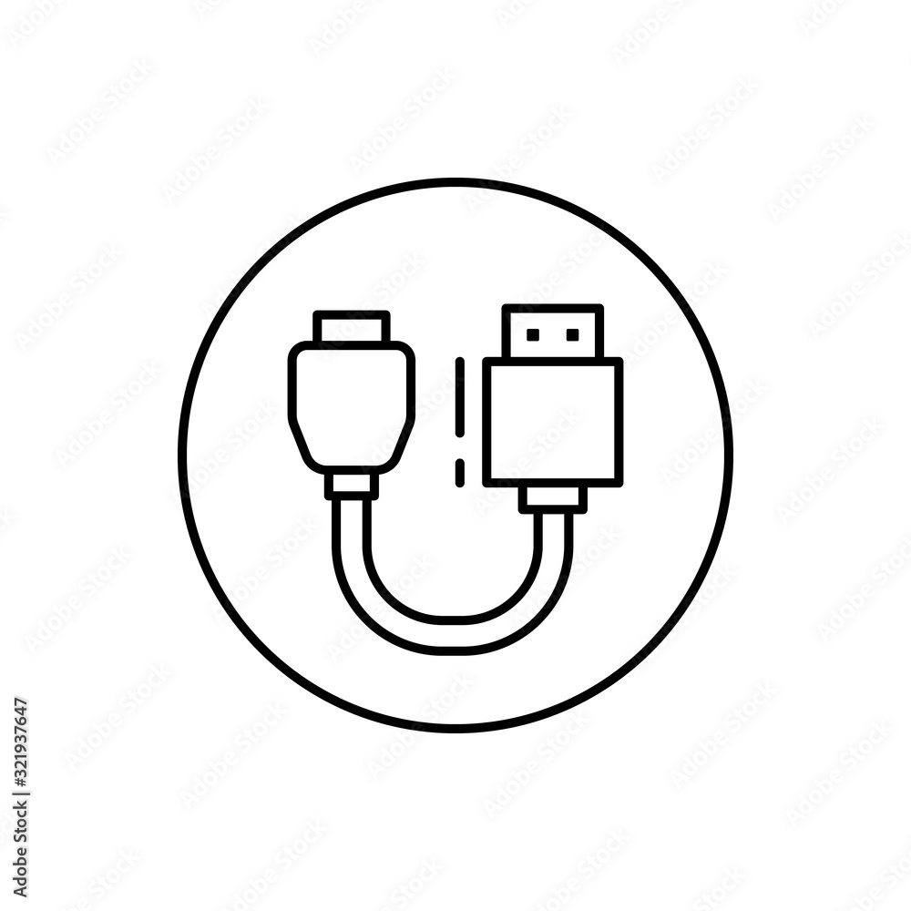 Hdmi, connector icon. Simple line, outline vector elements of connectors and cables icons for ui and ux, website or mobile application Hdmi, connector icon. Simple line, outline vector elements of connectors and cables icons for ui and ux, website or mobile application