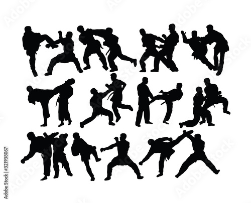Taekwondo and Karate Silhouettes, art vector design