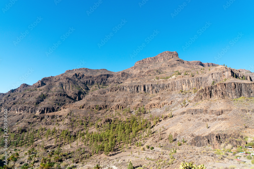 Landscape with mountains in sunny winter day in Gran Canaria