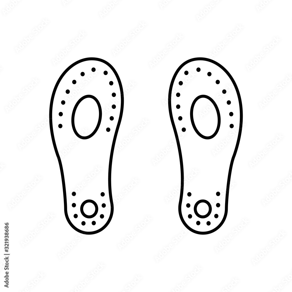 Fototapeta premium Foot insoles shoes icon. Simple line outline vector orthopedics icons for ui and ux website or mobile application