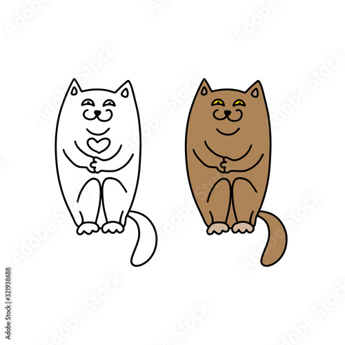 Funny pets on a white background. Different cartoon cats set. Simple modern geometric flat style vector illustration. For decoration of children's rooms, textiles, wallpaper, postcards, etc.