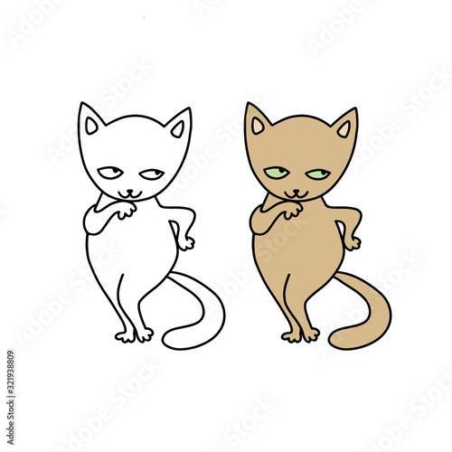 Funny pets on a white background. Different cartoon cats set. Simple modern geometric flat style vector illustration. For decoration of children's rooms, textiles, wallpaper, postcards, etc.