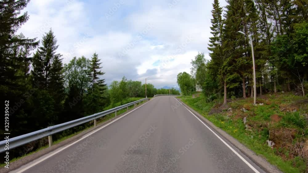 Vehicle point-of-view Driving a Car on a Road in Norway Vehicle point-of-view Driving a Car on a Road in Norway