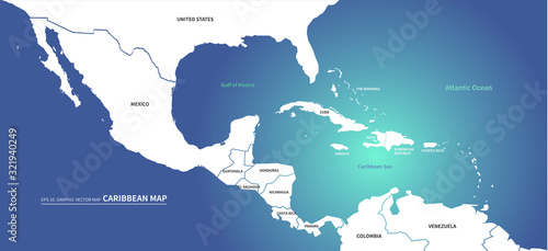 graphic vector of caribbean countries  map. central america map.  photo