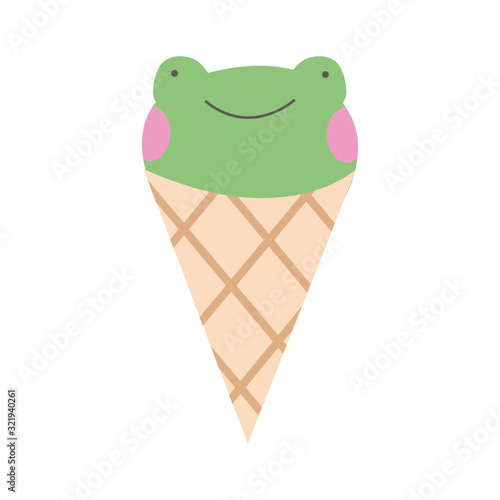 cute little frog in ice cream cone