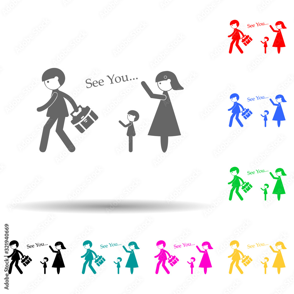 family sees off father multi color style icon. Simple glyph, flat vector of family icons for ui and ux, website or mobile application family sees off father multi color style icon. Simple glyph, flat vector of family icons for ui and ux, website or mobile application