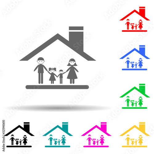 family under the roof of the house multi color style icon. Simple glyph, flat vector of family icons for ui and ux, website or mobile application