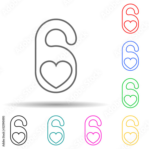 hotel tag with heart shape multi color style icon. Simple thin line, outline vector of valentine icons for ui and ux, website or mobile application