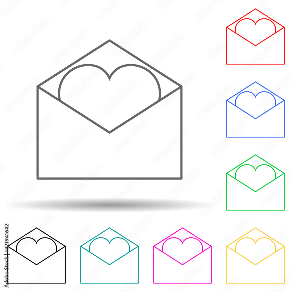 envelope with love letter multi color style icon. Simple thin line, outline vector of valentine icons for ui and ux, website or mobile application envelope with love letter multi color style icon. Simple thin line, outline vector of valentine icons for ui and ux, website or mobile application