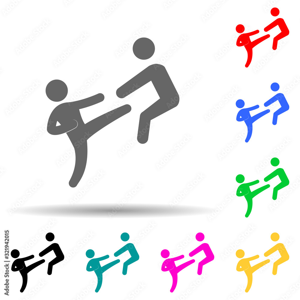 kick multi color style icon. Simple glyph, flat vector of fight icons for ui and ux, website or mobile application kick multi color style icon. Simple glyph, flat vector of fight icons for ui and ux, website or mobile application
