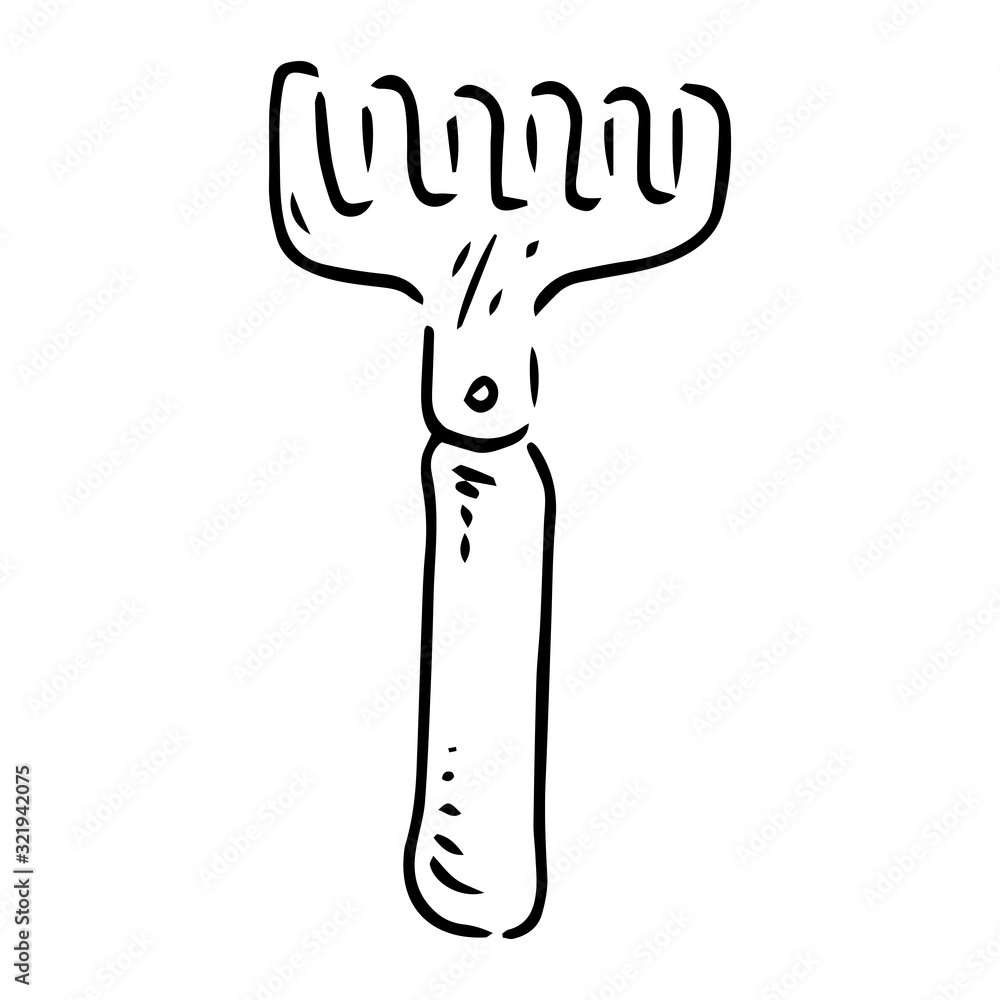 Rake icon. Vector illustration of a garden rake. Hand drawn rake for the garden. Rake icon. Vector illustration of a garden rake. Hand drawn rake for the garden.