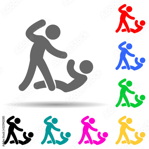 bashing multi color style icon. Simple glyph, flat vector of fight icons for ui and ux, website or mobile application