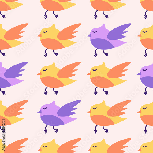  Birds Patterns Background Vector Illustration Template Design