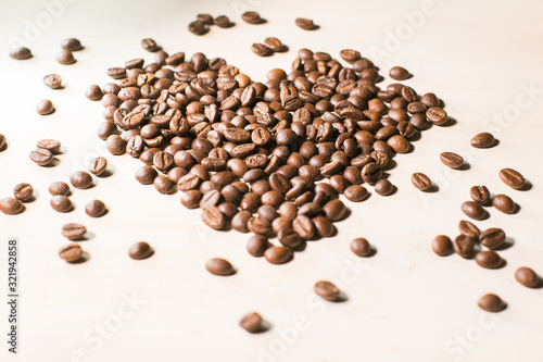 coffee beans arranged in the shape of a heart