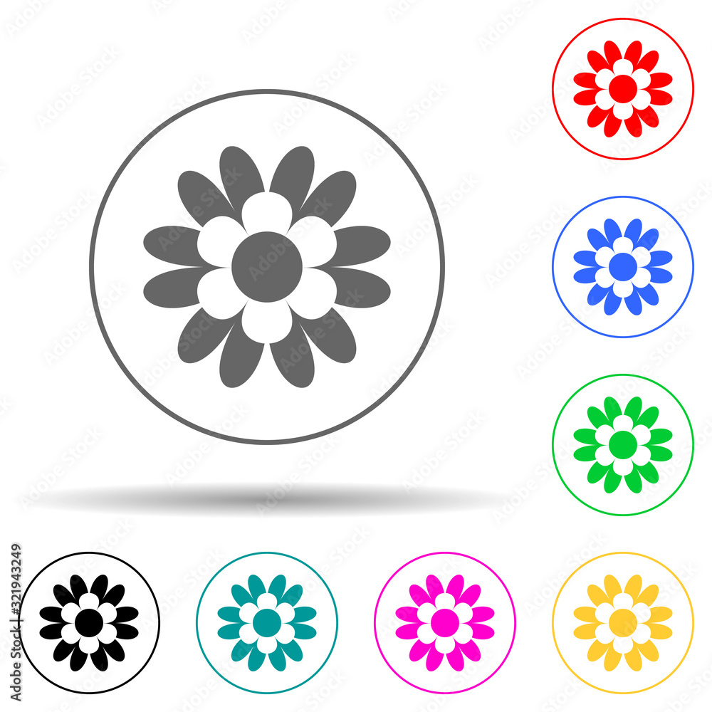 flower multi color style icon. Simple glyph, flat vector of flower icons for ui and ux, website or mobile application flower multi color style icon. Simple glyph, flat vector of flower icons for ui and ux, website or mobile application