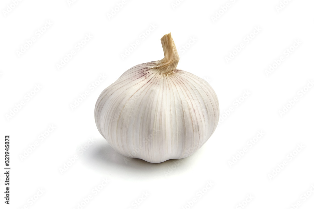 garlic, whole vegetable crop, isolated on white background