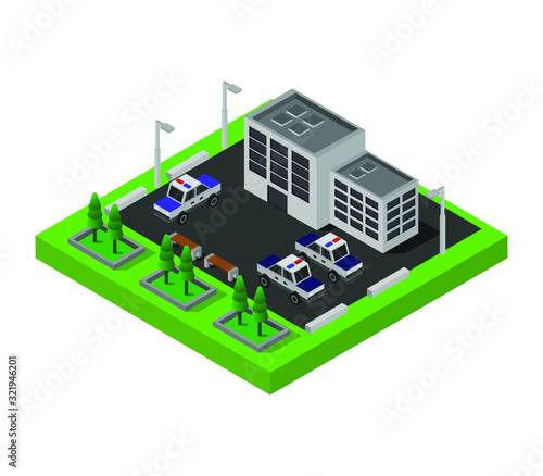 isometric police station