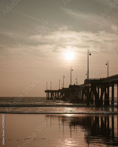 Silhouette of the Venice Beach finishing pier 