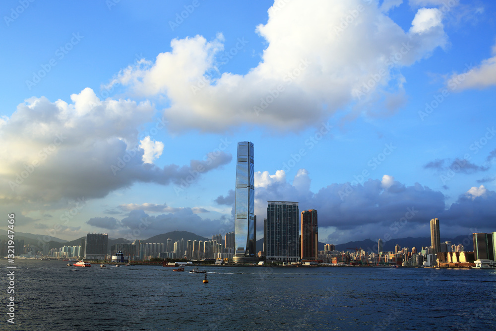 tall building of skyline , hong kong old area, crowded housing tall building of skyline , hong kong old area, crowded housing