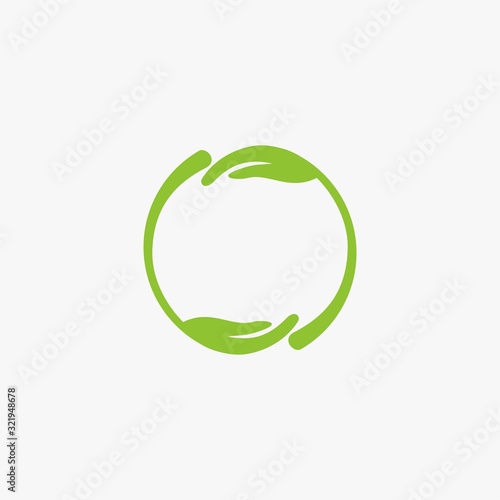 Circle green leaf logo design. Bio natural abstract vector. Circle leaves icon symbols.