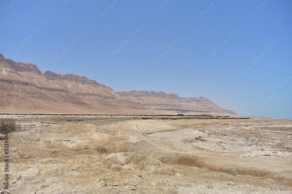 Landscape in Masada National park mountain and road in Israel Landscape in Masada National park mountain and road in Israel