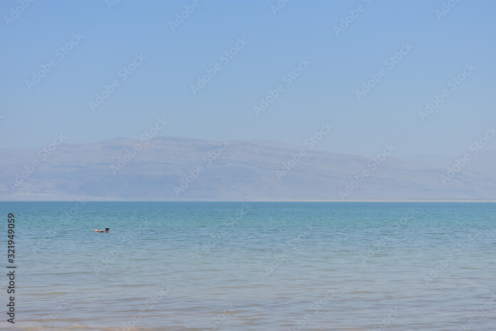 Landscape at the Dead Sea water Ein Gedi Israel
