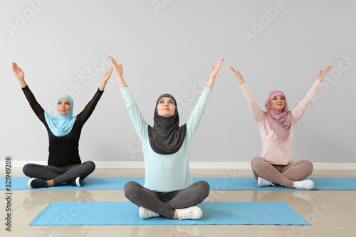 Sporty Muslim women practic...
