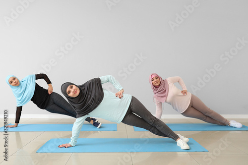 Sporty Muslim women practic...