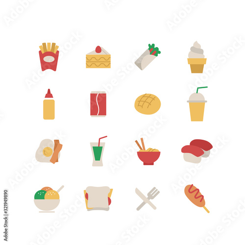 FAST FOOD AND SNACK ICON SET