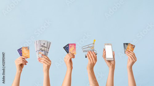 Female hands with money, cr...