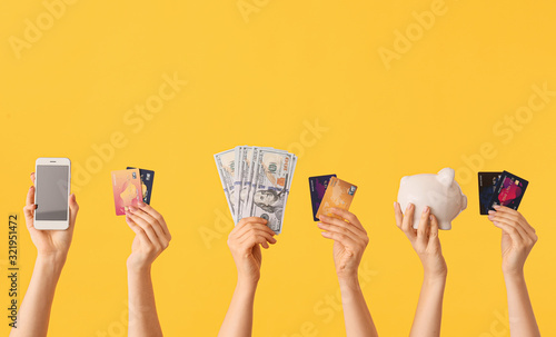 Female hands with money, cr...