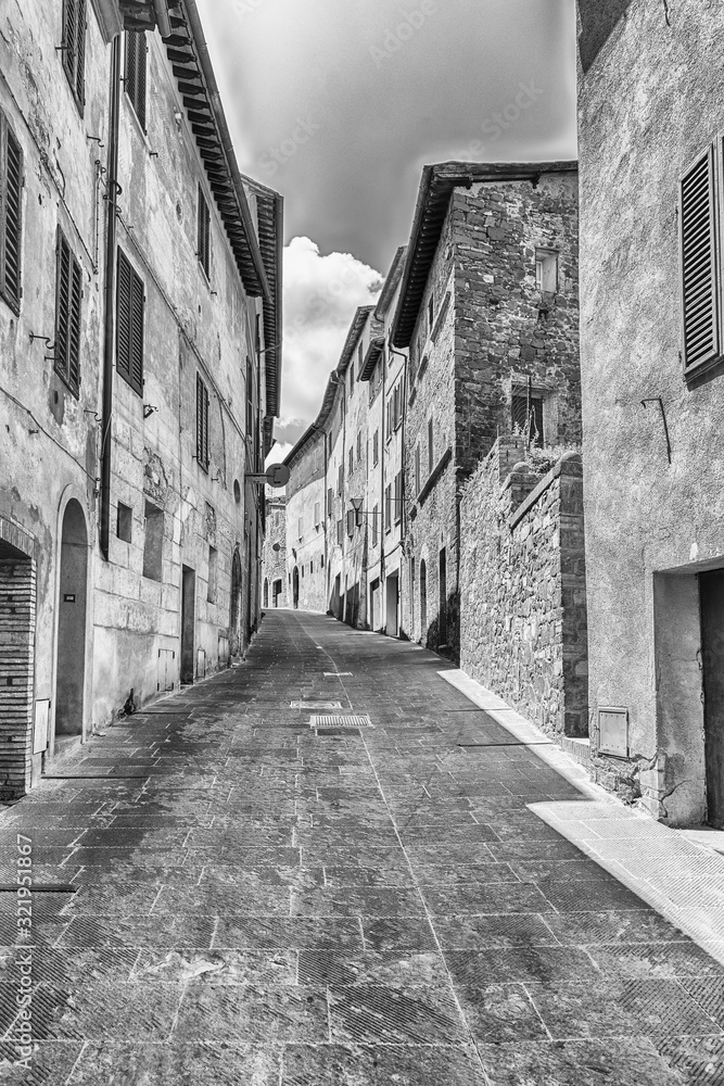 Medieval streets in the town of Montalcino, Tuscany, Italy