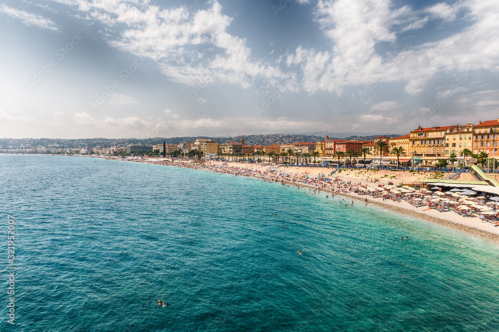 Aerial view of the waterfront in Nice, Cote d'Azur, France Aerial view of the waterfront in Nice, Cote d'Azur, France
