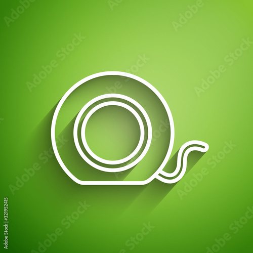 White line Dental floss icon isolated on green background. Vector Illustration