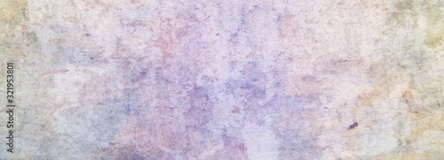 Yellow pink and purple painted background texture with distressed faded white grunge in dirty rough material design