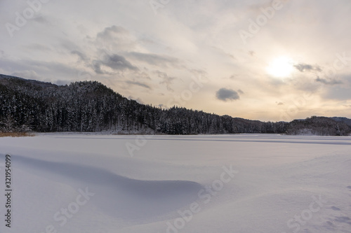 冬の雪原 秋田県の雪景色