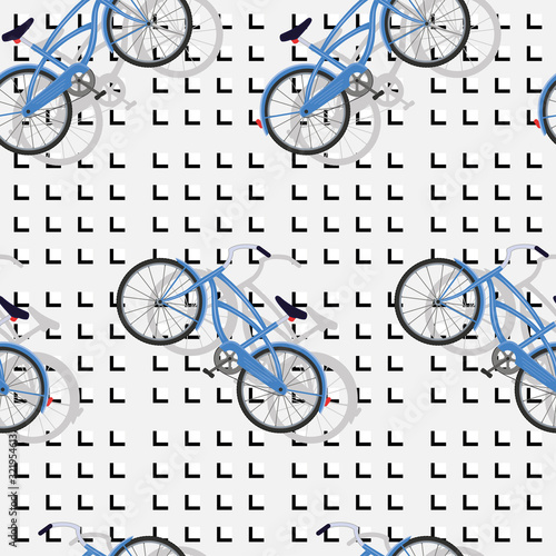 Blue bicycle seamless abstract pattern