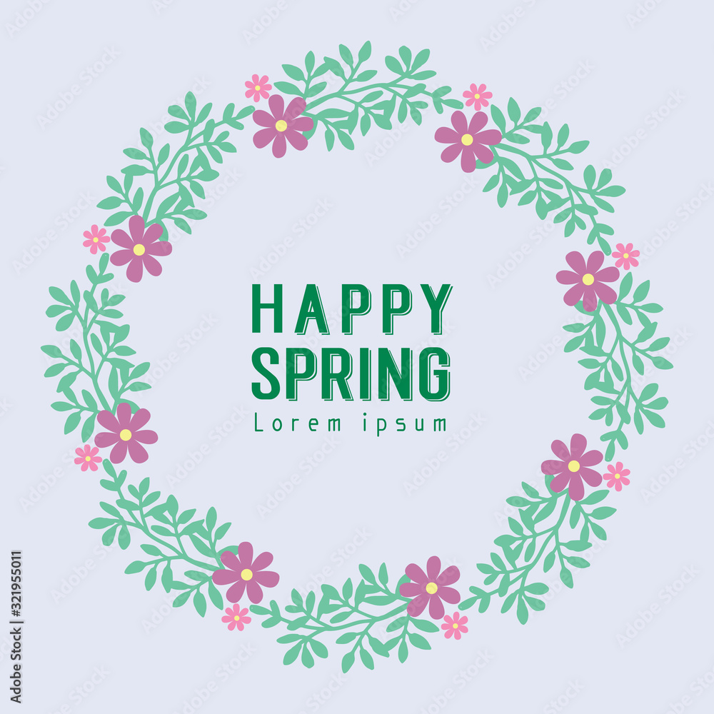 Elegant decoration of leaf and floral frame, for beautiful happy spring greeting card design. Vector