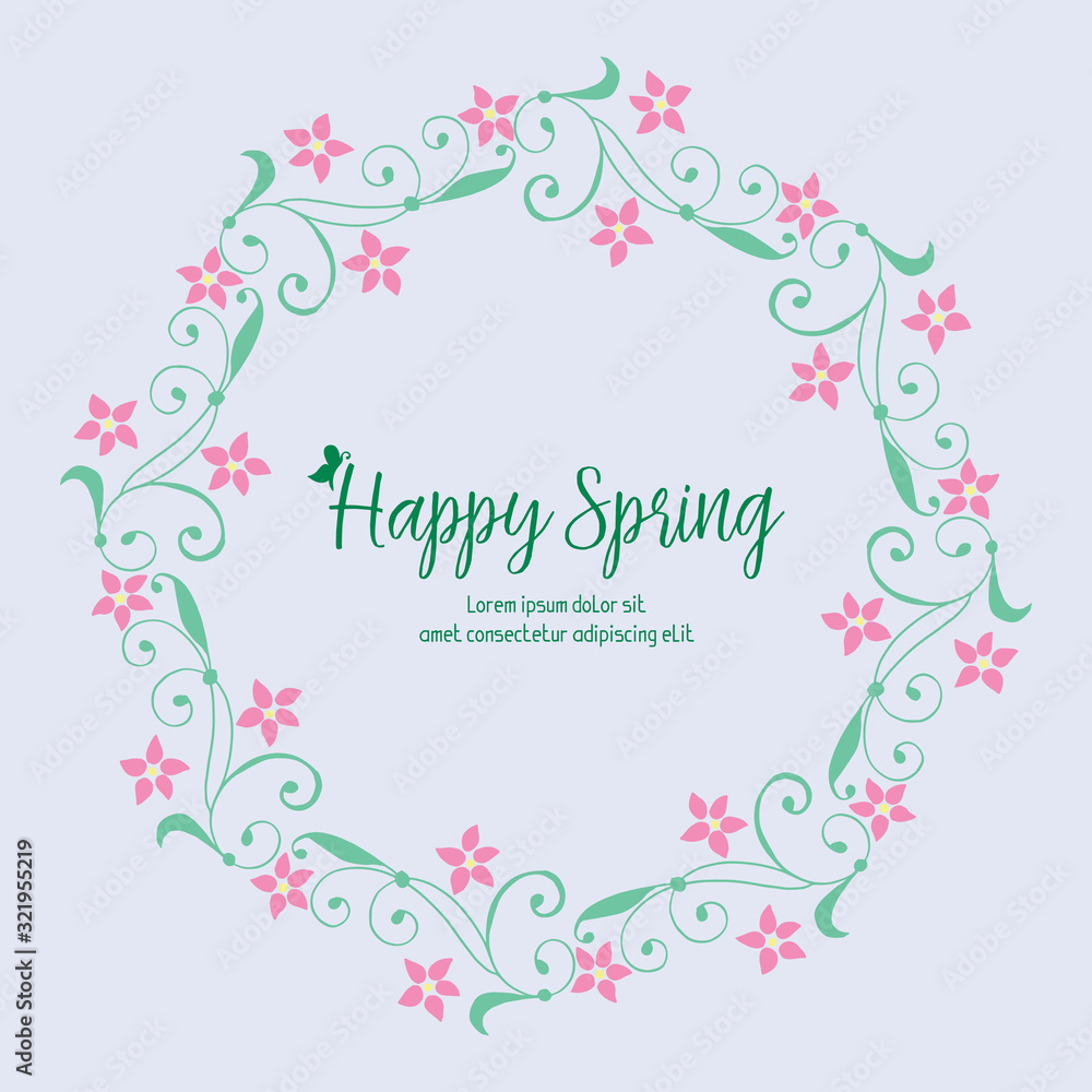Simple Pattern of leaf and wreath frame, for happy spring greeting card design. Vector