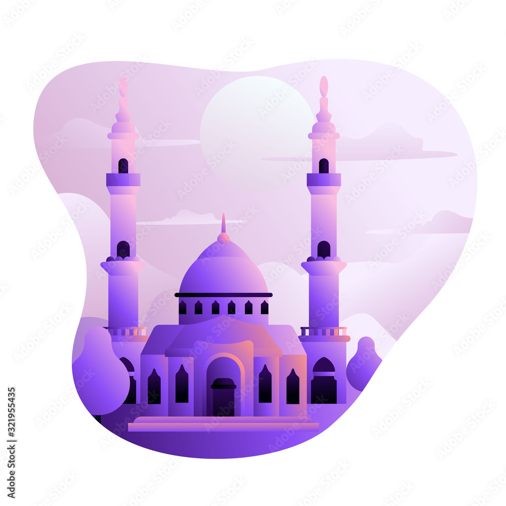 Mosque illustration for landing page and banner