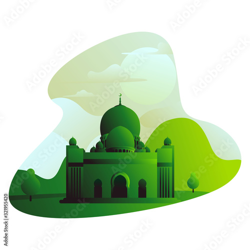 Mosque illustration for landing page and banner