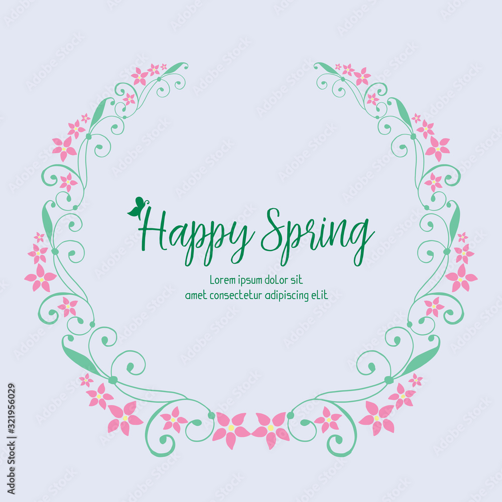 Unique Pattern of leaf and floral frame, for happy spring poster design. Vector