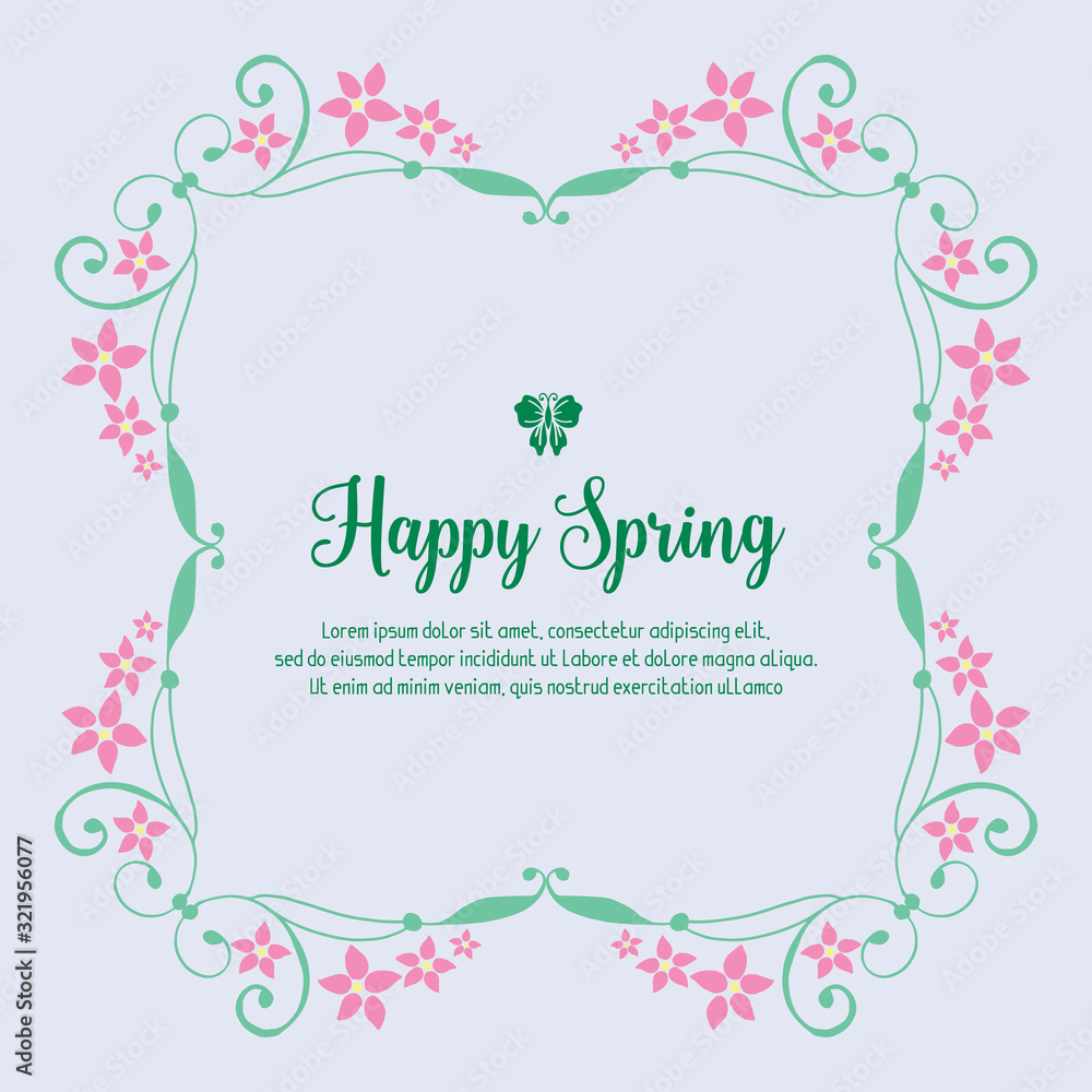 Unique Pattern of leaf and floral frame, for happy spring poster design. Vector