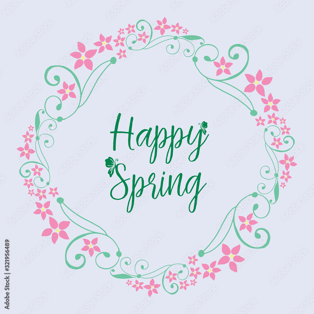 Seamless Pattern of leaf and pink flower frame, for happy spring greeting card wallpaper design. Vector