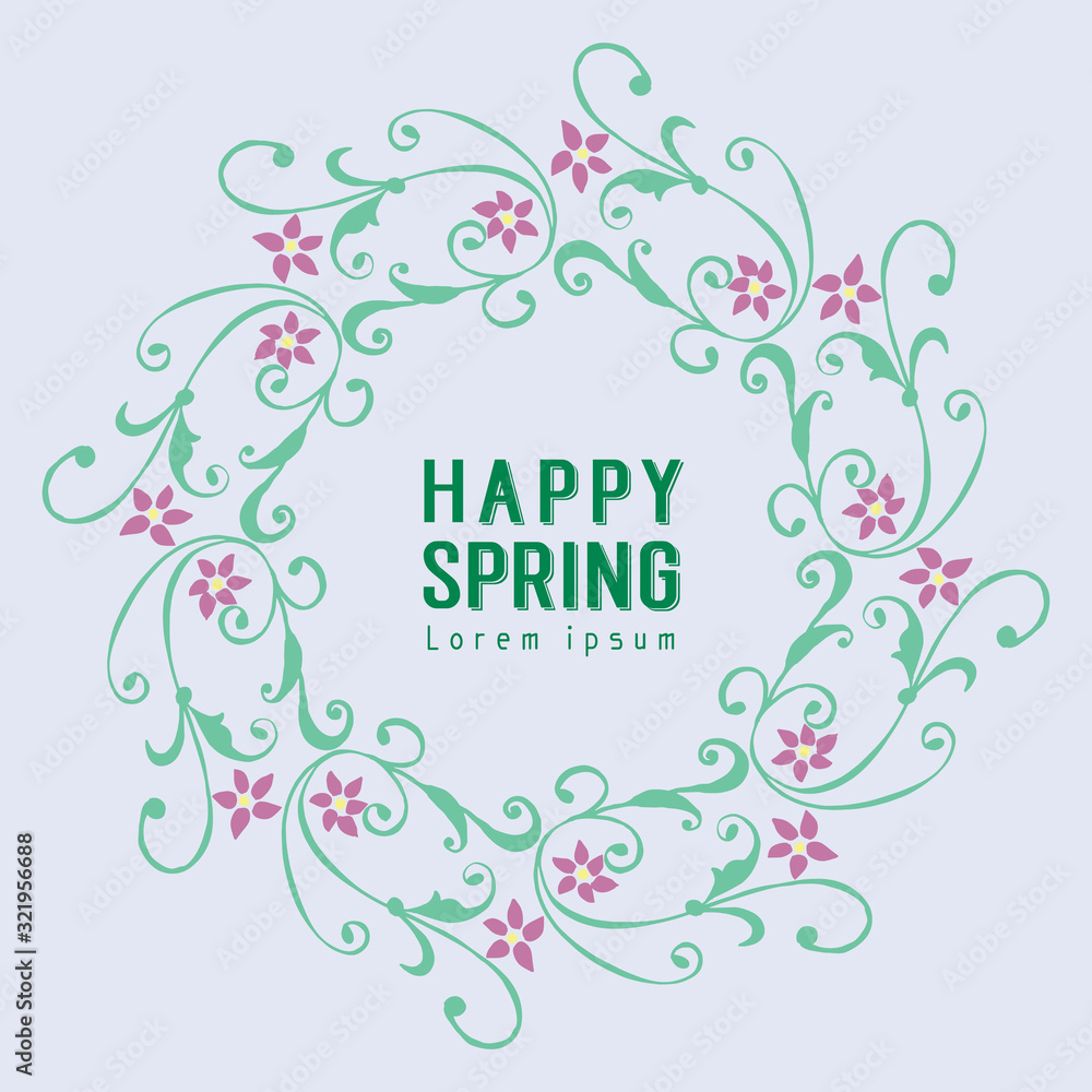 Crowd pink flower frame and unique leaf pattern, for happy spring greeting card design. Vector Crowd pink flower frame and unique leaf pattern, for happy spring greeting card design. Vector