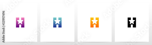  Star On Letter Logo Design H