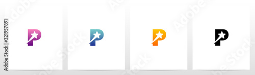  Star On Letter Logo Design P