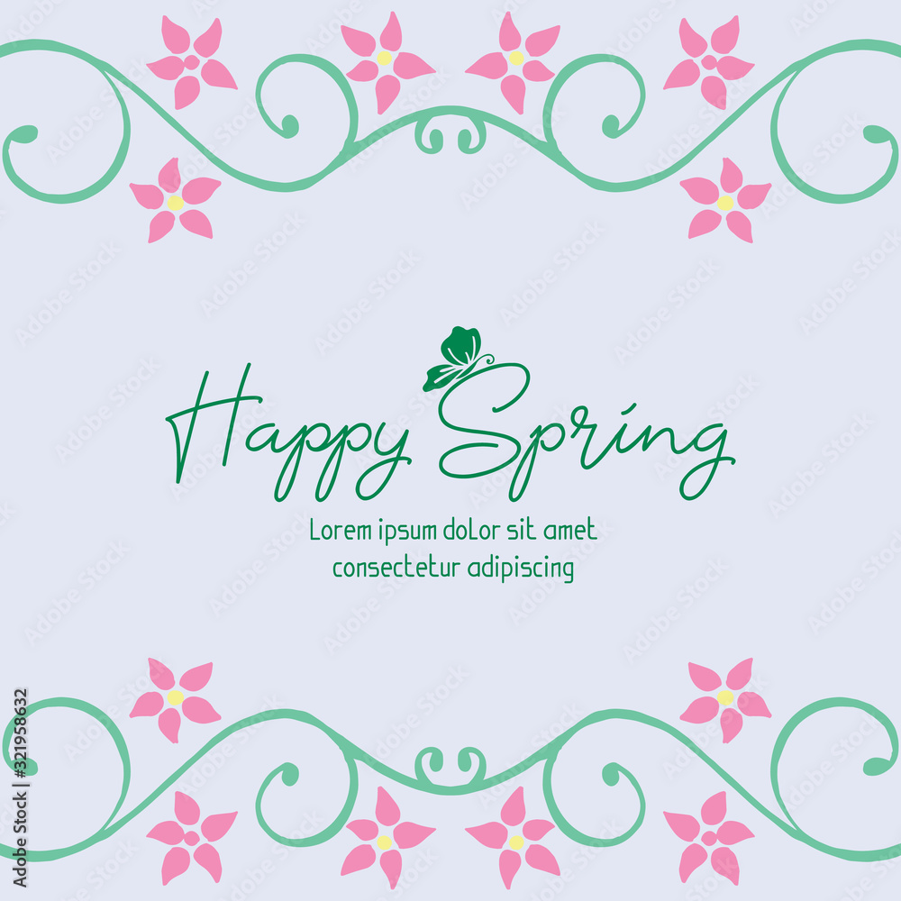 Beautiful frame with elegant leaf and flower decoration, for happy spring poster design. Vector
