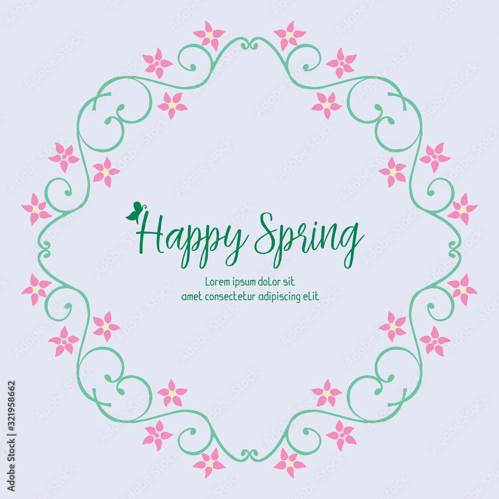 Beautiful frame with elegant leaf and flower decoration, for happy spring poster design. Vector